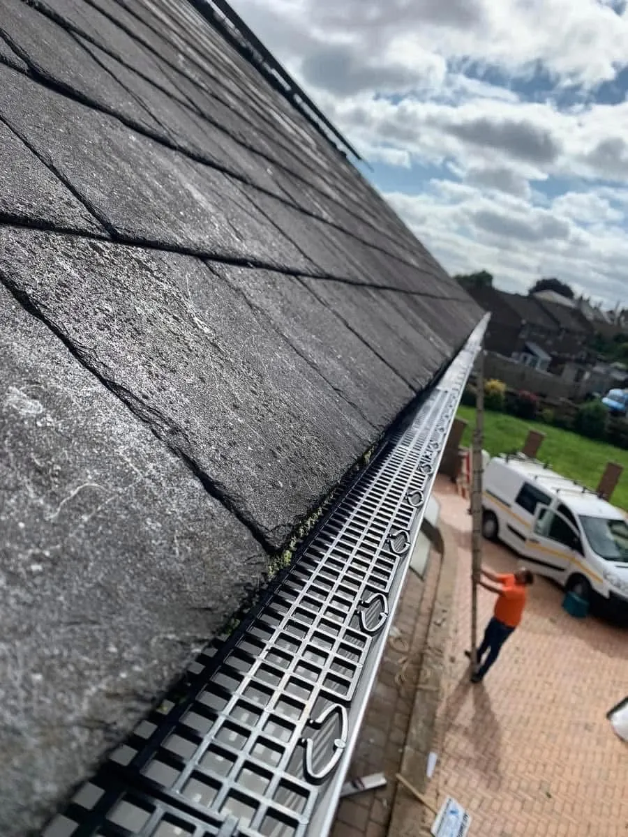 Gutter guard fitted on a slate roof in Totnes